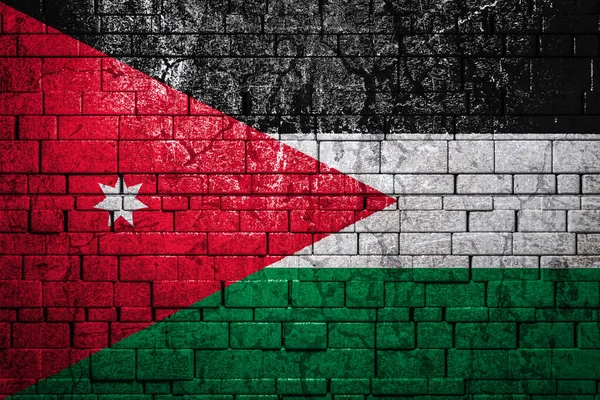 Εθνική Σημαία Της Ιορδανίας Τούβλο Τοίχο Φόντο Έννοια Της Εθνικής — Φωτογραφία Αρχείου