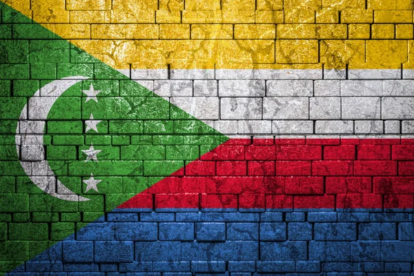 Государственный Флаг Коморских Островов Фоне Кирпичной Стены Концепция Национальной Гордости — стоковое фото