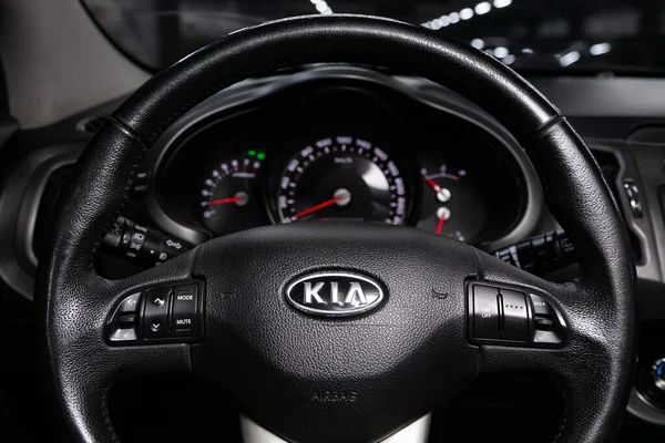 Novosibirsk Russia March 2020 Kia Sportage Black Luxury Car Interior — Stock Photo, Image