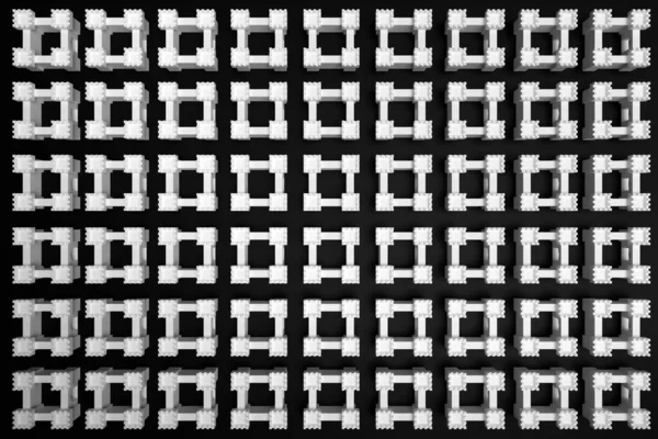 3D插图经典的城堡塔在一个黑色孤立的背景 顶部视图 贝利兹正方形的几何图案 简单的几何形状 — 图库照片