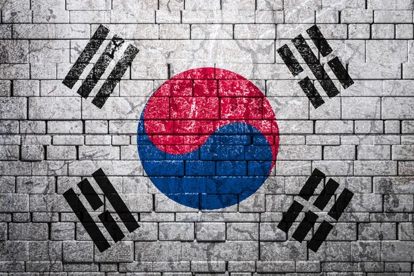 National Flag South Korea Brick Wall Background Concept National Pride — Stock Photo, Image