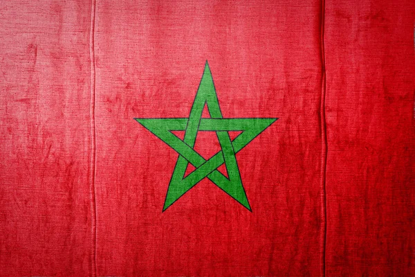 Drapeau National Maroc Représentant Couleurs Peinture Sur Vieux Textiles Drapeau — Photo