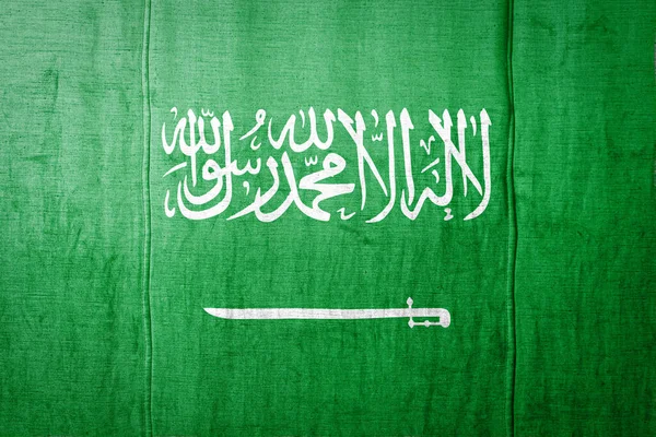 Національний Прапор Саудівської Аравії Зображує Кольори Фарби Старому Текстилі Прапори — стокове фото