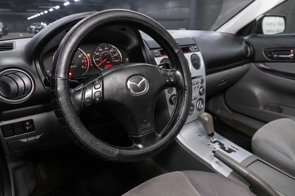 Novosibirsk Russia June 2020 Mazda Prestige Car Interior Dashboard Steering — Stock Photo, Image