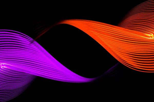 Abstract light orange and purple trails in random motion background image. Striped Neon Lights in Rainbow Colors