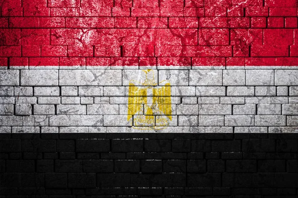 Nationale Vlag Van Egypte Bakstenen Muur Achtergrond Het Concept Van — Stockfoto
