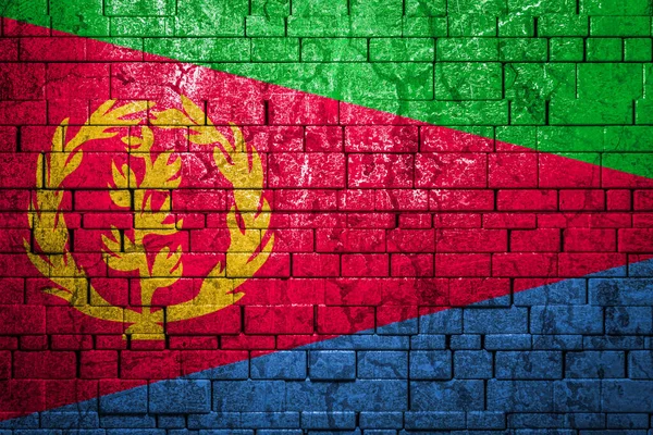 Государственный Флаг Эритреи Фоне Кирпичной Стены Концепция Национальной Гордости Символ — стоковое фото