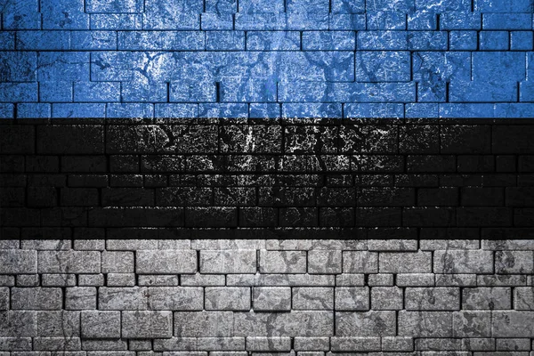Národní Vlajka Estonska Pozadí Cihlové Zdi Koncept Národní Hrdosti Symbolu — Stock fotografie