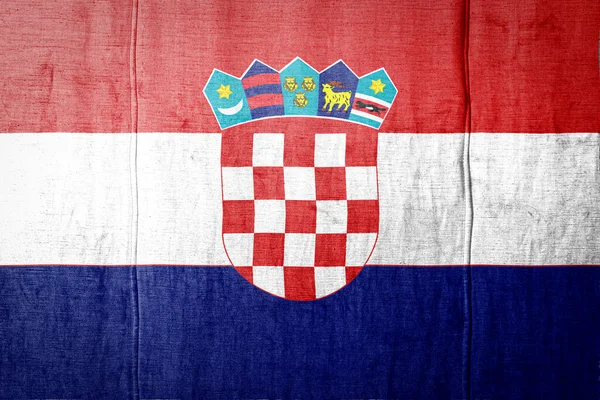 Bandera Nacional Croacia Que Representa Colores Pintura Sobre Textiles Antiguos —  Fotos de Stock