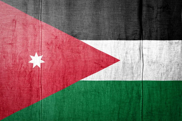 Εθνική Σημαία Της Ιορδανίας Απεικονίζει Χρώματα Χρώμα Παλιά Κλωστοϋφαντουργικά Προϊόντα — Φωτογραφία Αρχείου