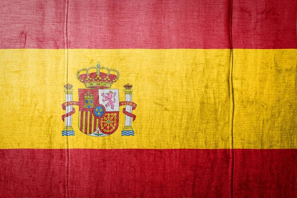 Εθνική Σημαία Της Ισπανίας Απεικονίζει Χρώματα Χρώμα Παλιά Κλωστοϋφαντουργικά Προϊόντα — Φωτογραφία Αρχείου