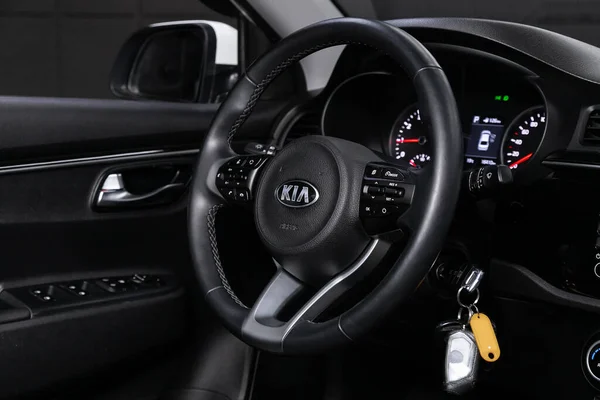 Novosibirsk Russia March 2020 Kia Rio Prestige Car Interior Dashboard — 스톡 사진