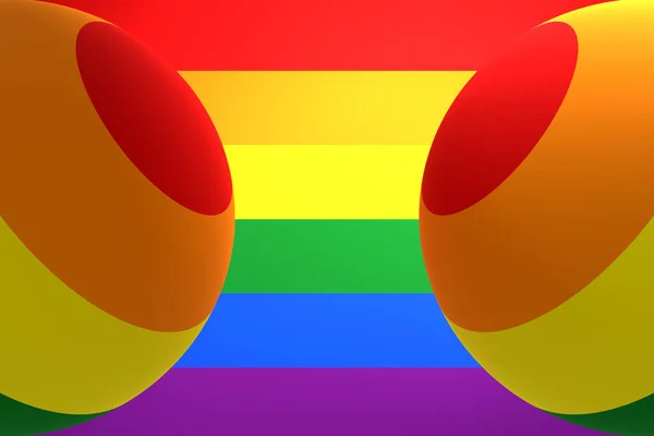 3d illustration of two balloons of the color of the flag of the LGBT community on a similar rainbow color. The concept of LGBT community, pride. The rainbow pride flag includes lesbian, gay, bisexual and transgender LGBT flag organizations.