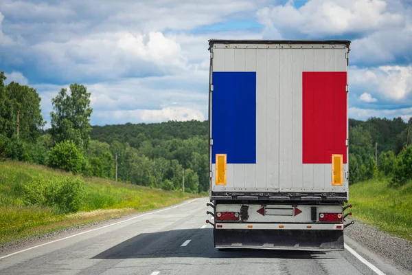 Caminhão Com Bandeira Nacional França Retratado Porta Das Traseiras Transporta — Fotografia de Stock