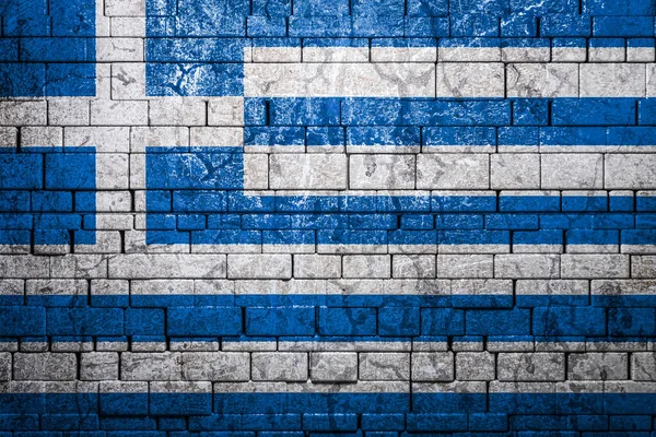 Bandera Nacional Grecia Fondo Pared Ladrillo Concepto Orgullo Nacional Símbolo — Foto de Stock