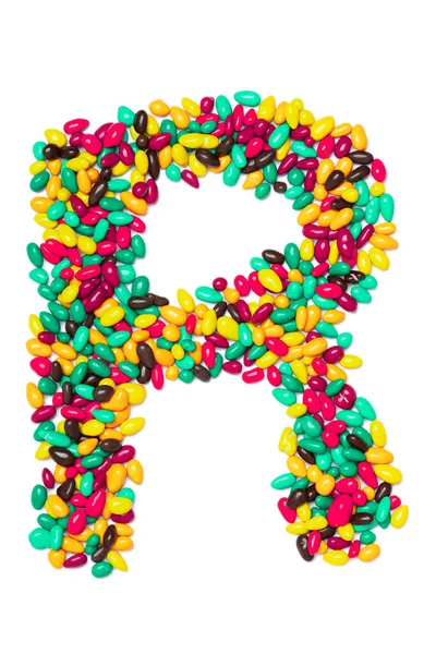 배경에 초콜릿에서 알파벳 놓았다 아이들의 사탕으로 패턴입니다 아이들을 알파벳 디자인 — 스톡 사진