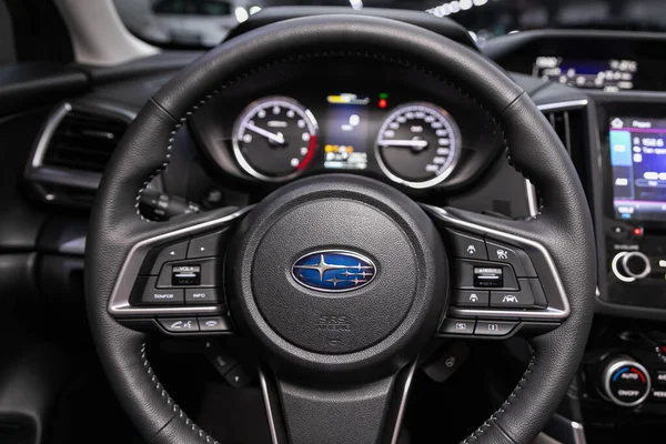 Novosibirsk Russia 2020 Subaru Forester Salon New Stylish Car Steering — 스톡 사진