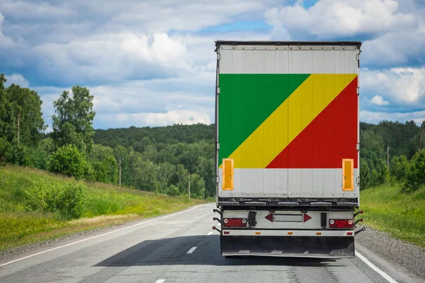Caminhão Com Bandeira Nacional República Congo Retratado Porta Das Traseiras — Fotografia de Stock