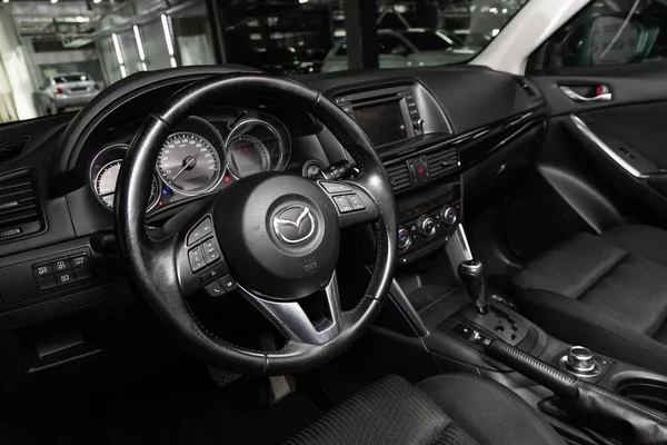 Novosibirsk Russia April 2020 Mazda Prestige Car Interior Dashboard Steering — Stock Photo, Image