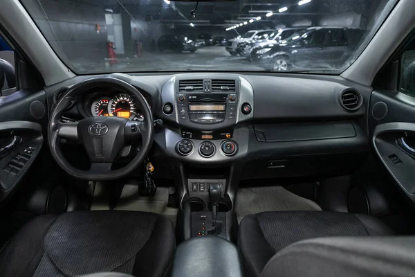Novoszibirszk Oroszország Június 2020 Toyota Rav Luxus Autó Belső Kormány — Stock Fotó