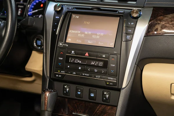 Novosibirsk Russia June 2020 Toyota Camry Close Central Control Panel — Stock Photo, Image