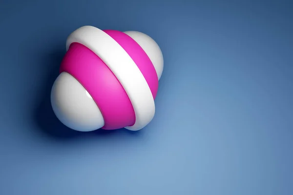 Rendering Giroscopio Bianco Rosa Sfondo Blu Una Semplice Figura Geometrica — Foto Stock