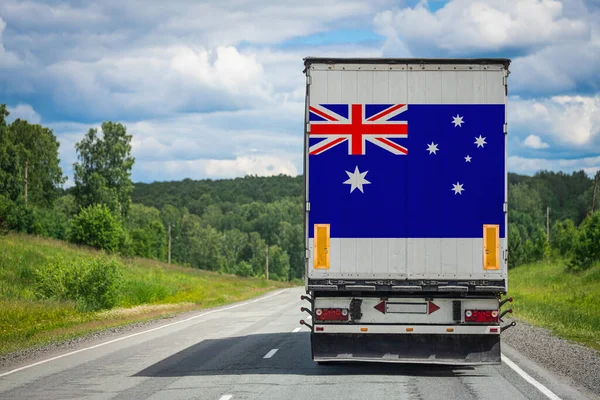 Camion Con Bandiera Nazionale Dell Australia Raffigurato Sulla Porta Sul — Foto Stock