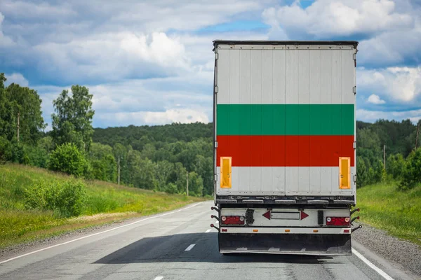 Caminhão Com Bandeira Nacional Bulgária Retratado Porta Das Traseiras Transporta — Fotografia de Stock