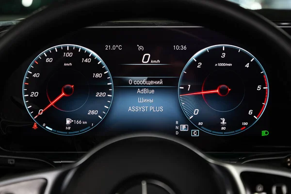 Novosibirsk Russia April 2020 Mercedes Benz Gle300D Dashboard Closeup Visible — Stock Photo, Image