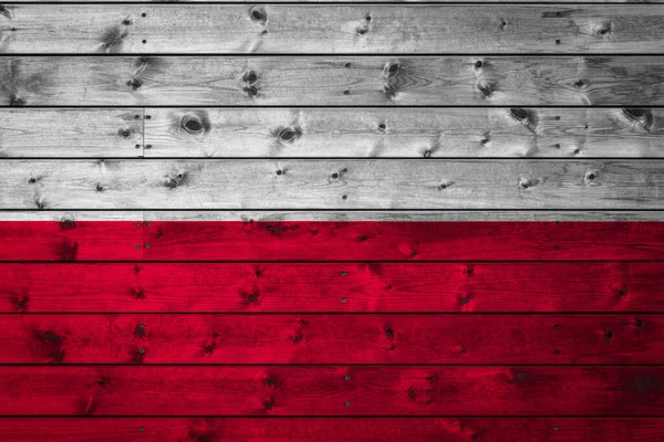 Polská Národní Vlajka Vymalována Tábor Sudých Prken Přibitých Hřebíkem Symbol — Stock fotografie