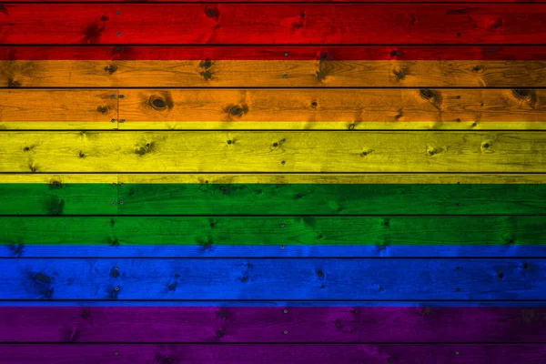 Bandera Lgbt Está Pintada Campamento Tablas Uniformes Clavadas Con Clavo — Foto de Stock