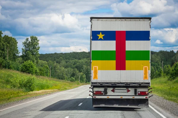 Caminhão Com Bandeira Nacional República Centro Africana — Fotografia de Stock