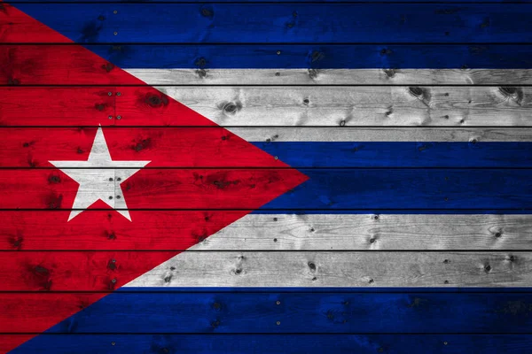 Bandeira Nacional Cuba Pintada Acampamento Placas Pares Pregado Com Prego — Fotografia de Stock