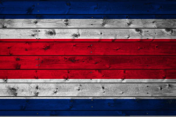 Bandera Nacional Costa Rica Está Pintada Campamento Tablas Uniformes Clavadas — Foto de Stock