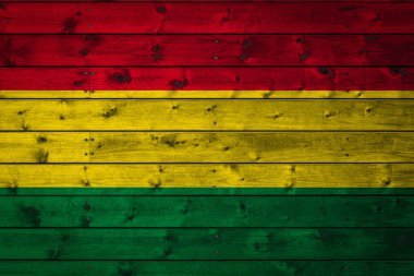 Bolivya 'nın ulusal bayrağı çiviyle çivilenmiş tahtalardan oluşan bir kampa boyanmıştır. Ülkenin sembolü..