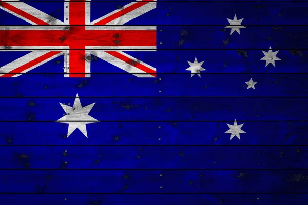 Nemzeti Zászló Ausztrália Van Festve Táborban Egyenletes Táblák Szegezett Egy — Stock Fotó