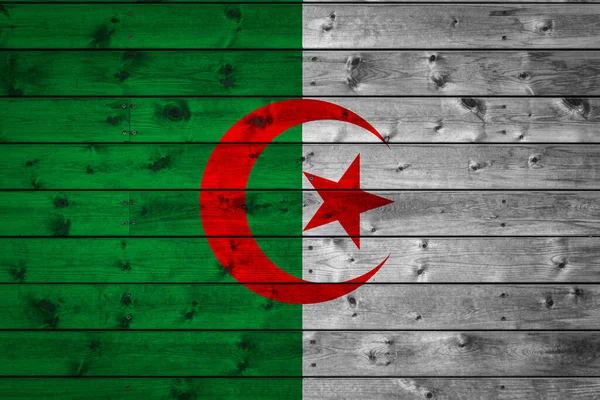 Drapeau National Algérie Est Peint Sur Camp Même Planches Clouées — Photo