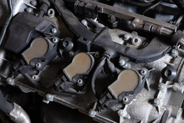 Closeup Clean Motor Block Internal Combustion Engine — Stock Photo, Image
