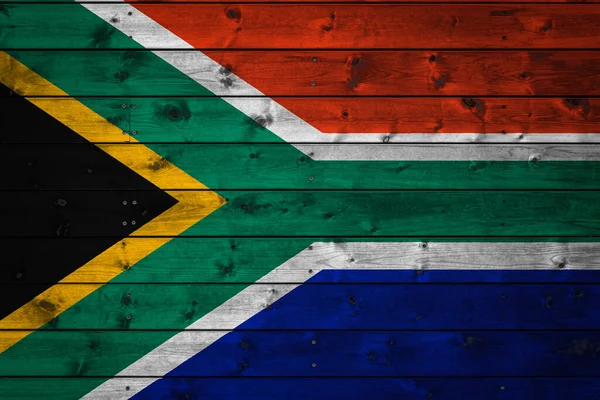 Bandeira Nacional República Sul Africana Pintada Acampamento Tábuas Pares Pregadas — Fotografia de Stock