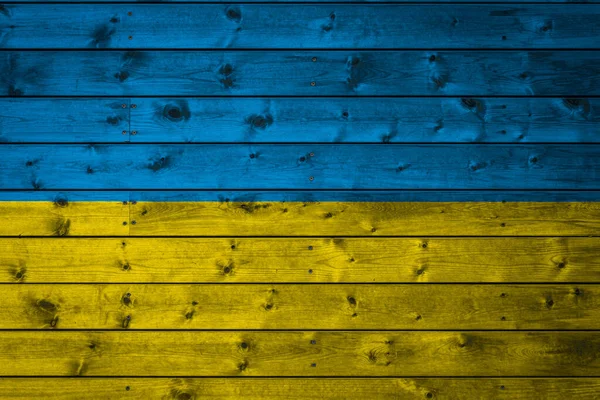 Державний Прапор України Намальований Таборі Прибитими Цвяхами Навіть Дошками Символ — стокове фото