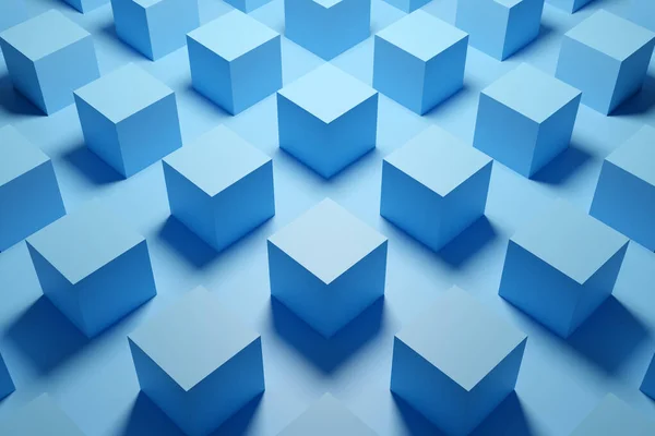 Illustration Von Reihen Blauer Würfel Set Kaugummi Auf Blauem Hintergrund — Stockfoto