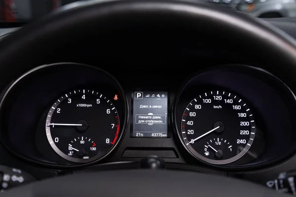 Novosibirsk Russia June 2020 Hyundai Santa Dashboard Close Eup Visible — 图库照片