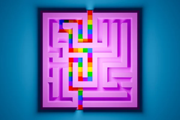 Illustration Pink Puzzle Which Correct Path Highlighted Colors Lgbt Community — Stock Photo, Image