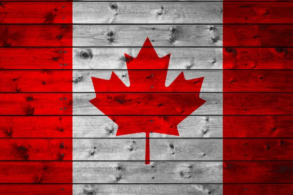 Bandeira Nacional Canadá Pintada Acampamento Tábuas Pares Pregadas Com Prego — Fotografia de Stock