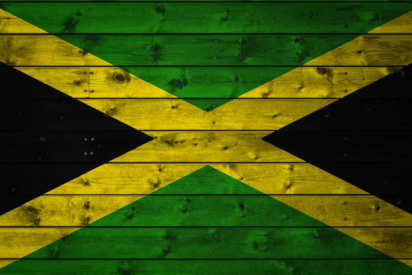 Nationale Vlag Van Jamaica Geschilderd Een Kamp Van Zelfs Planken — Stockfoto