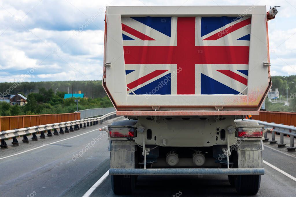 Big  truck with the national flag of  United Kingdo