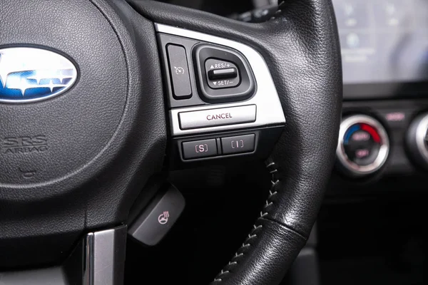 Novosibirsk Russia June 2020 Subaru Forester Car Steering Wheel Control — Stock Photo, Image