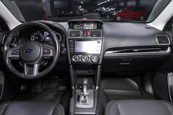 Novosibirsk Russia 2020 Subaru Forester Salon New Stylish Car Steering — 스톡 사진