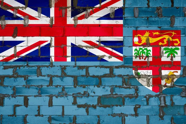 National Flag Fiji Painted Wall Sibit Blocks Cement Symbol Country — Stock Photo, Image