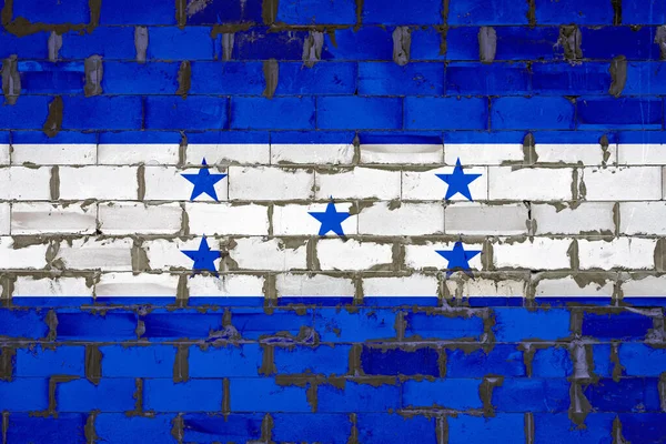 Die Nationalflagge Von Honduras Eine Wand Aus Sibit Blöcken Mit — Stockfoto